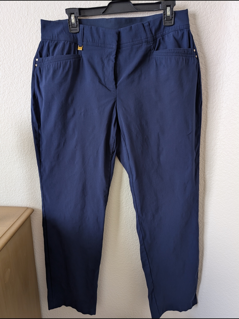 JM Collection Navy Blue Straight Leg Trousers